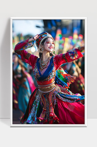 盛装民族舞者绚丽舞动展现传统文化魅力