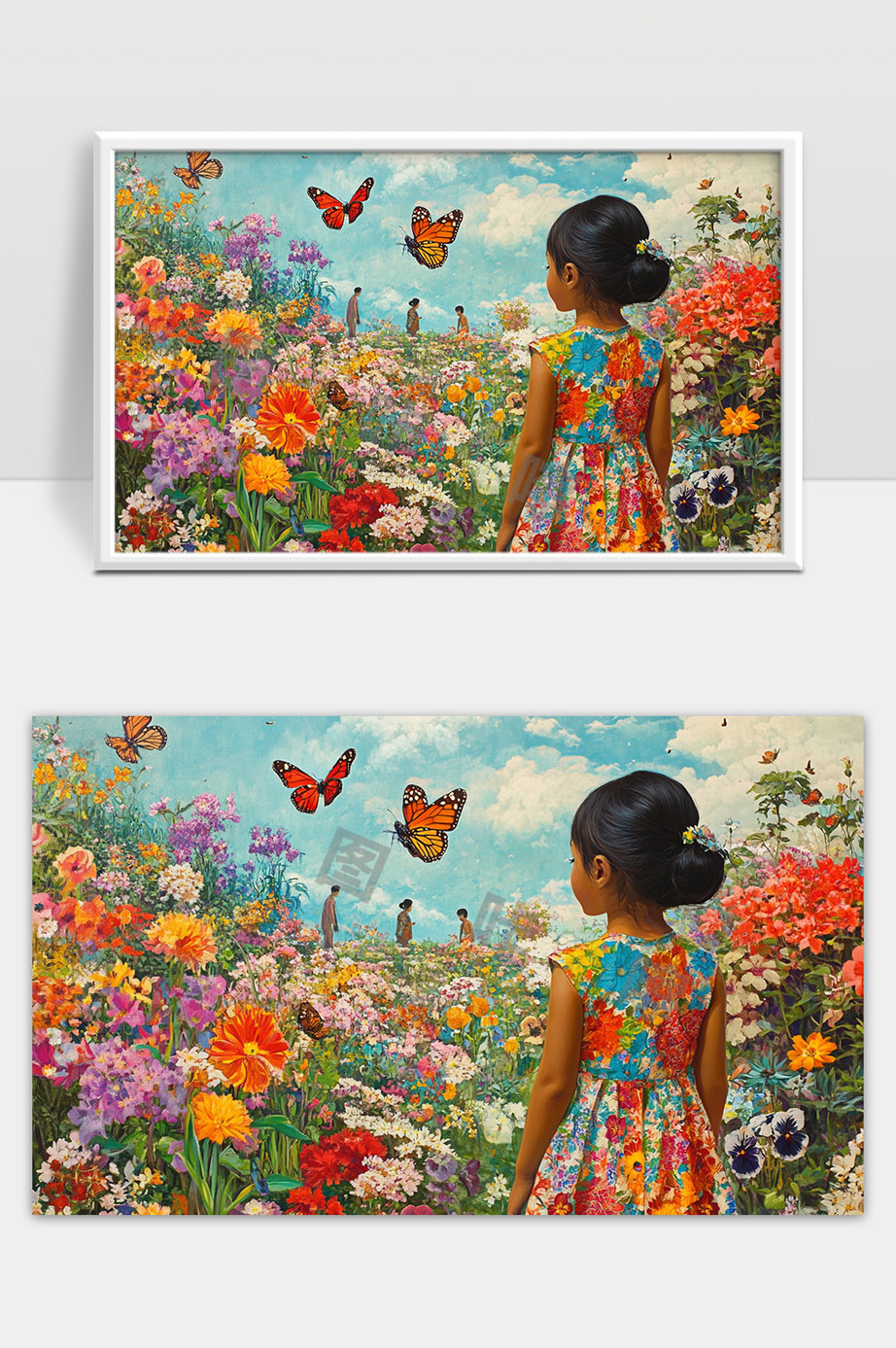 花海中童年的欢愉与蝴蝶舞动的梦境