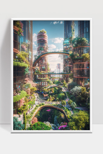 未来绿色城市生态建筑与自然共融景观