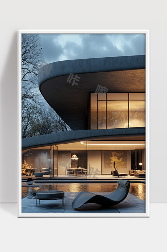 现代曲线玻璃建筑结合自然景观的豪华住宅设计