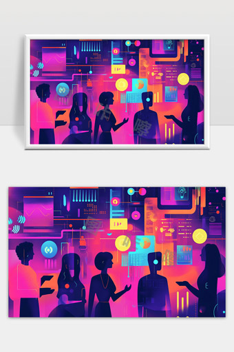 未来科技与人工智能交互数字化办公场景展示