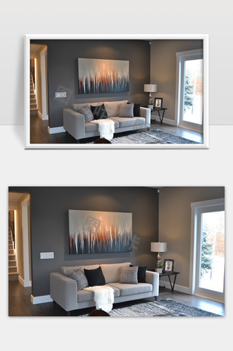 现代简约风格客厅灰色沙发家居装修设计