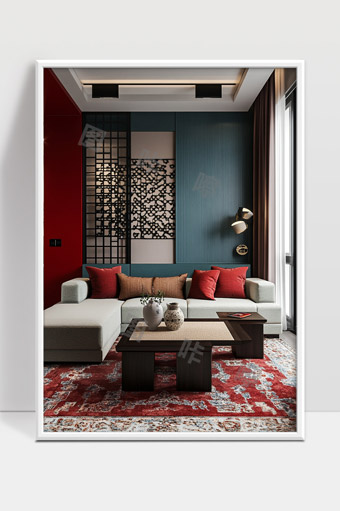 现代简约风格客厅设计融合中式元素温馨舒适