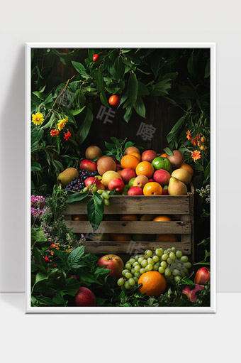 丰收季节多彩新鲜水果自然风格静物展现