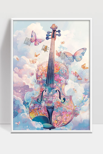 梦幻花海中翩翩起舞的蝴蝶与唯美小提琴