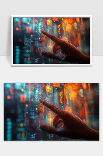 未来科技风数字界面人手指触控操作场景