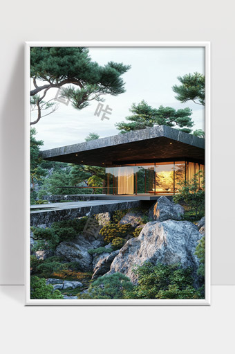 山间现代简约风玻璃别墅自然环境融合景观设计