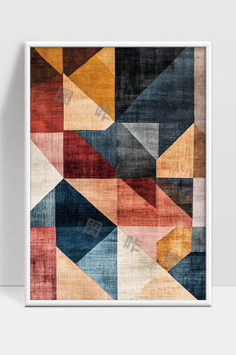 抽象几何多彩拼接现代艺术装饰画