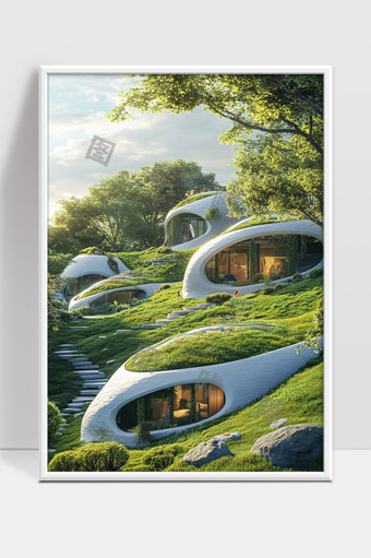 绿色生态未来感建筑与自然环境完美融合设计