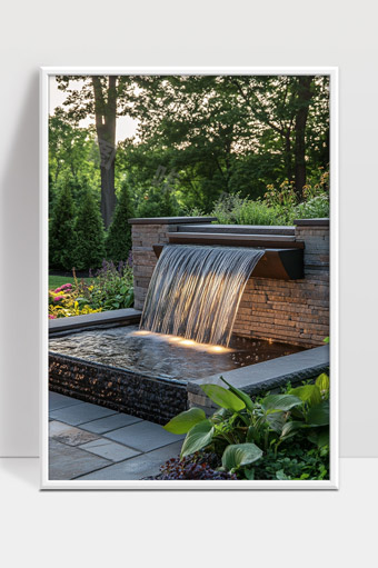 优雅现代庭院流水景观设计自然与建筑融合