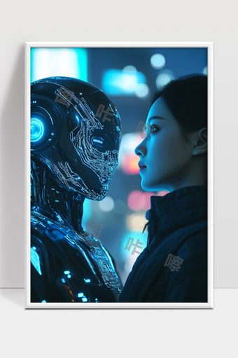 未来科技人与人类面对面交流的深度思考瞬间