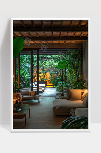 自然风格温馨客厅室内绿植装饰静谧舒适居家环境