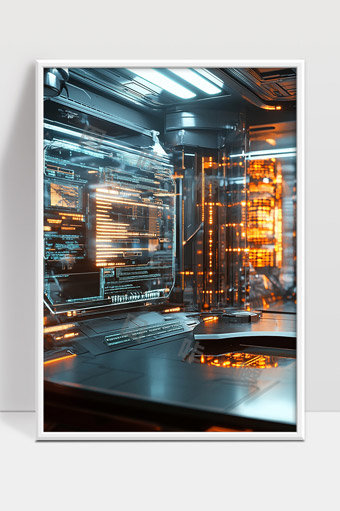 未来科技感智能控制室虚拟界面展示