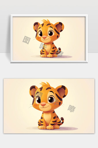 可爱卡通小老虎萌宠形象设计温馨儿童插画