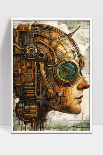 未来机械人类融合科技肖像艺术展示