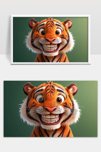 可爱卡通微笑虎宝宝形象温馨阳光表情设计