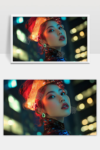 都市夜景下时尚女性魅力写真写真艺术