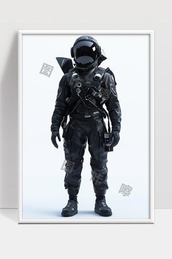 未来科技感全黑宇航服设计理念展示