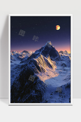 月光映照下壮丽雪山夜景静谧星空之美
