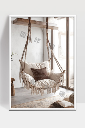北欧风格吊椅舒适家居阳台休闲美学