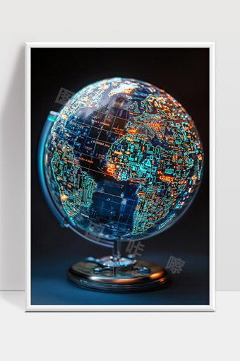 未来科技感数字地球仪展示全球信息网络