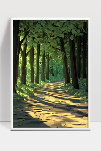 阳光穿透森林小径自然风景美丽宁静