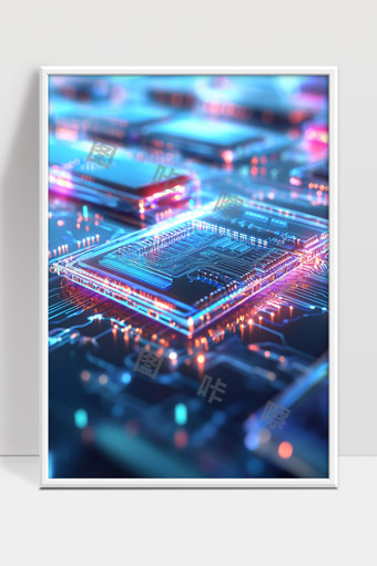 未来科技感芯片电路微观世界数字化处理器