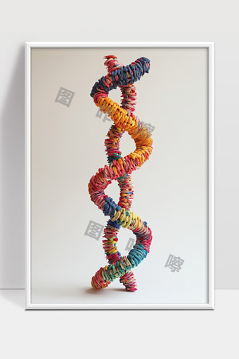 彩色手工材质双螺旋结构艺术摆件展示