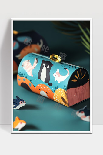 可爱动物图案礼品盒创意包装设计展示