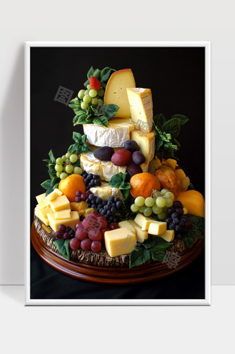 丰富美味奶酪水果拼盘健康营养美食展示