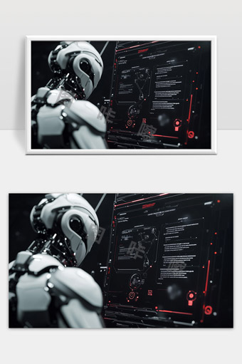 未来智能机器人操作高科技数字界面分析数据