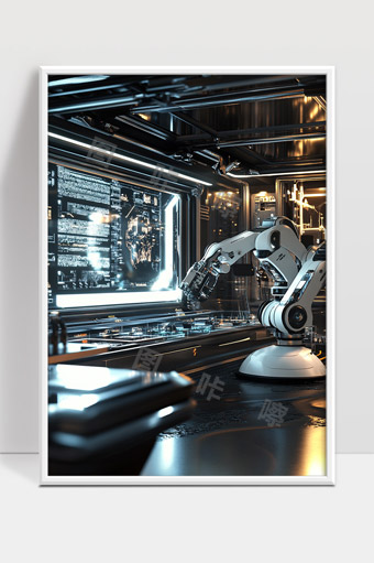 未来智能机器人臂操作高科技数据界面场景