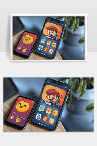 可爱卡通表情包手机聊天界面设计展示