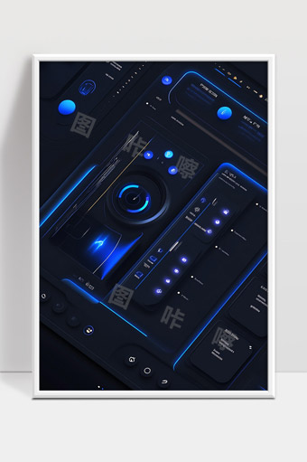 未来感蓝黑色科技风智能控制界面设计