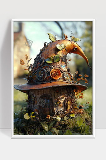 童话森林中的魔法蘑菇小屋奇幻景象