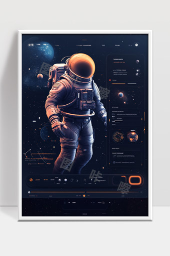 宇航员漂浮太空探索神秘星球科幻场景