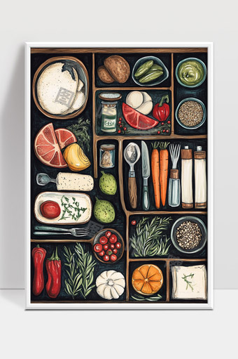 健康食材整齐排列丰富营养均衡饮食搭配展示