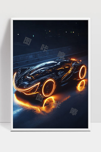 未来科技感夜光高性能赛车炫酷造型展示