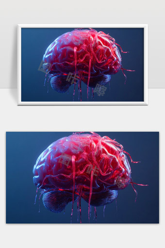 未来科技风格神经网络大脑结构三维艺术图