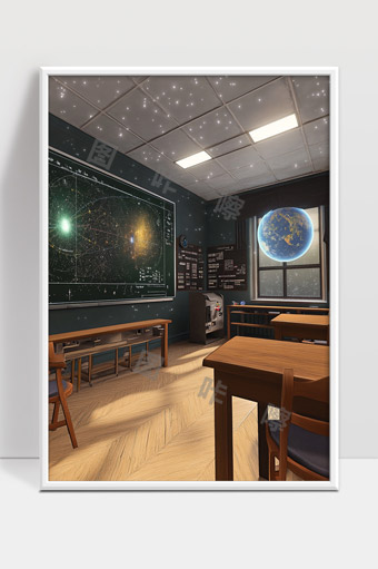 未来科技感宇宙教室星空地球投影场景