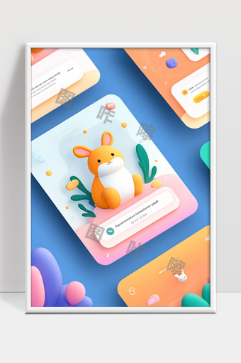 可爱立体卡通动物风格手机界面设计展示