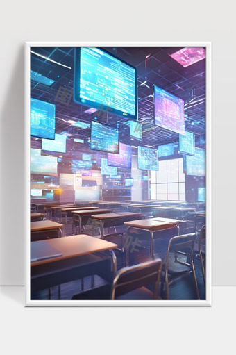 未来智能教室虚拟屏幕科技教学场景