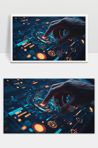 未来科技交互界面手指触控操作场景展示