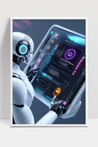 智能机器人操作高科技触控屏幕实现数据交互管理