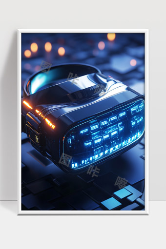 未来科技感虚拟现实头盔展示数字创新技术