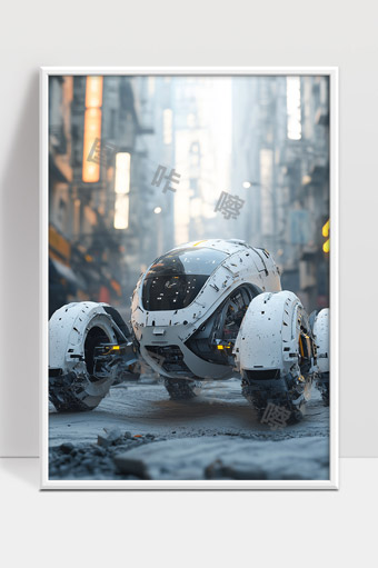 未来城市中先进四足机器人探索废墟场景