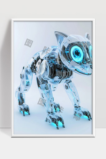 未来科技感机械猫智能机器人生物机械融合设计