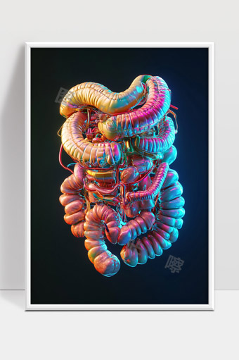 未来科技风格机械模拟人体消化系统模型展示