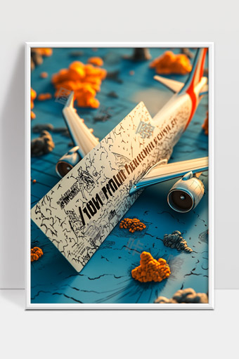 创意飞机模型与地形图结合的艺术设计