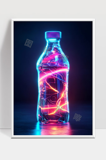 未来科技感炫彩光效透明水瓶艺术设计展示